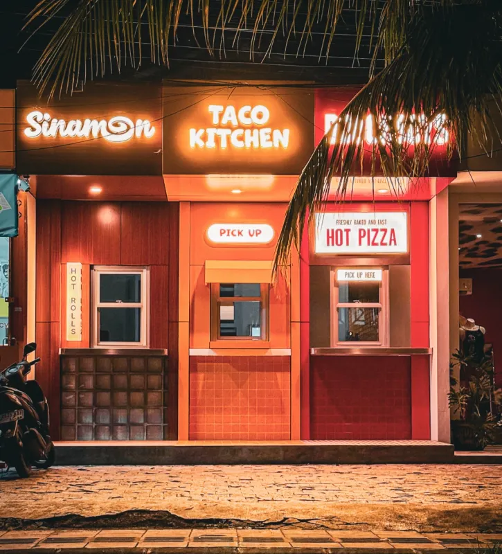 Doughboys restaurant exterior at night